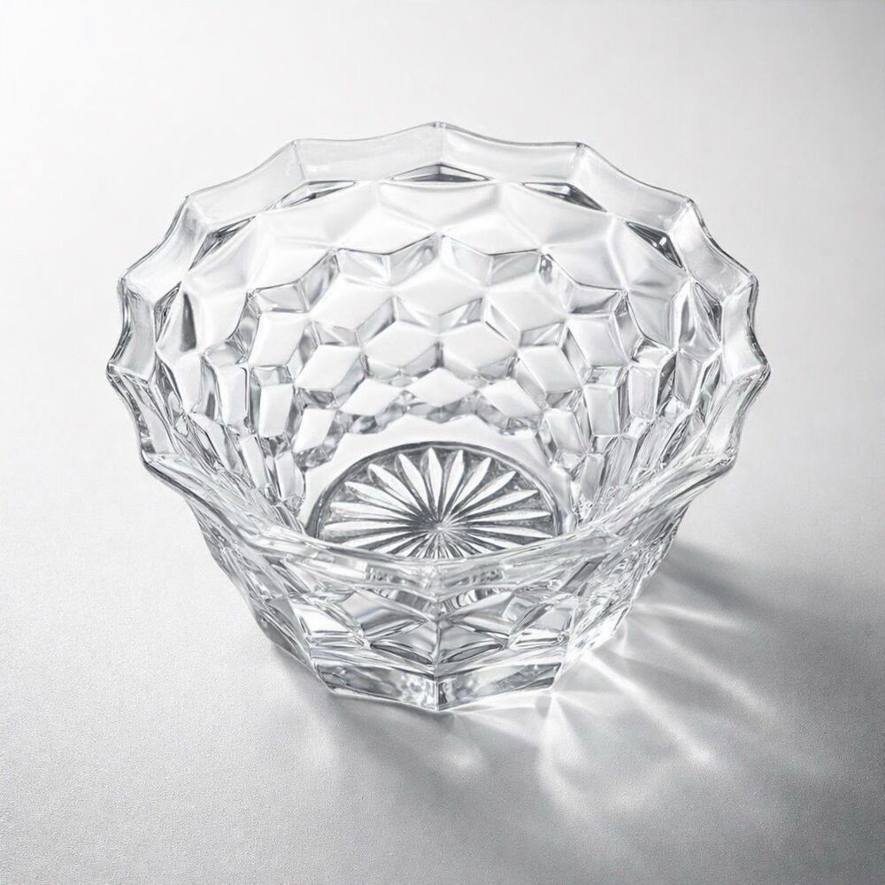 Fostoria American Crystal Bowl - Vintage Cubist Geometric Glass